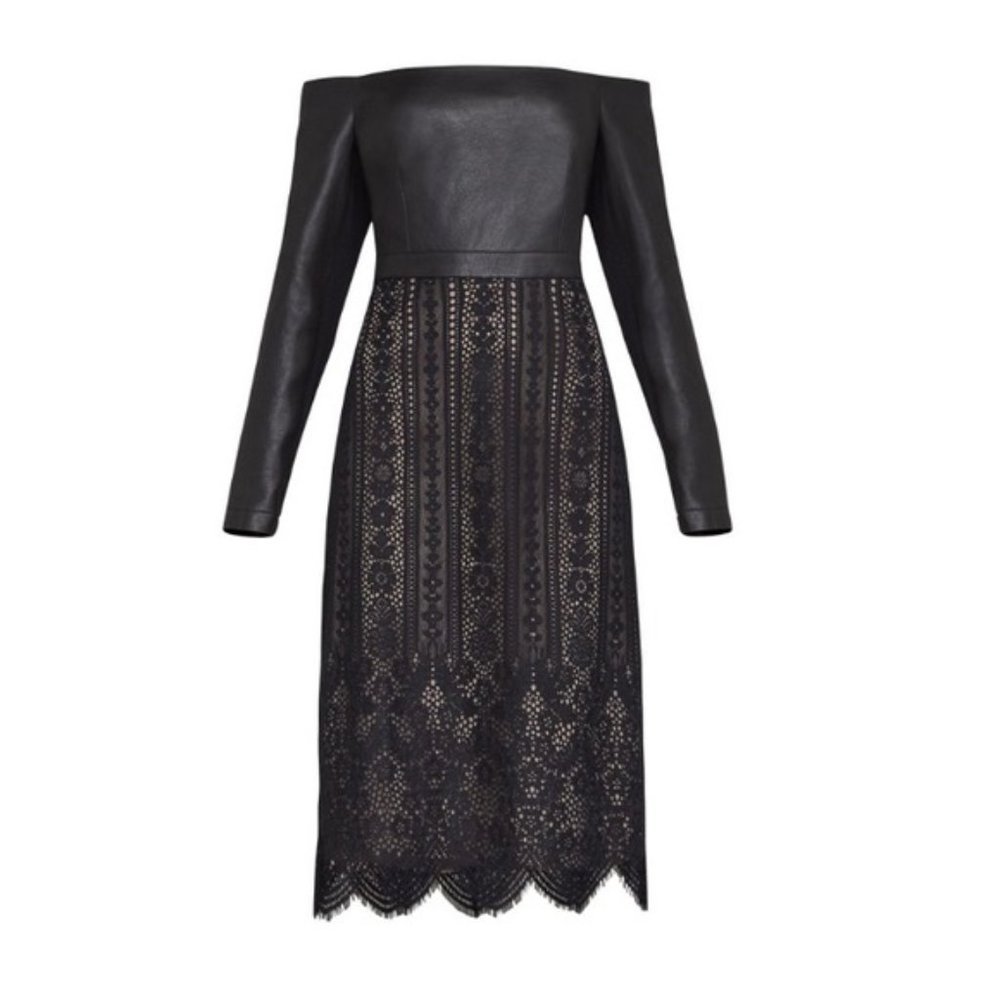 🍁BCBGMAXAZRIA NAHARA LACE OFF-THE-SHOULDER DRESS